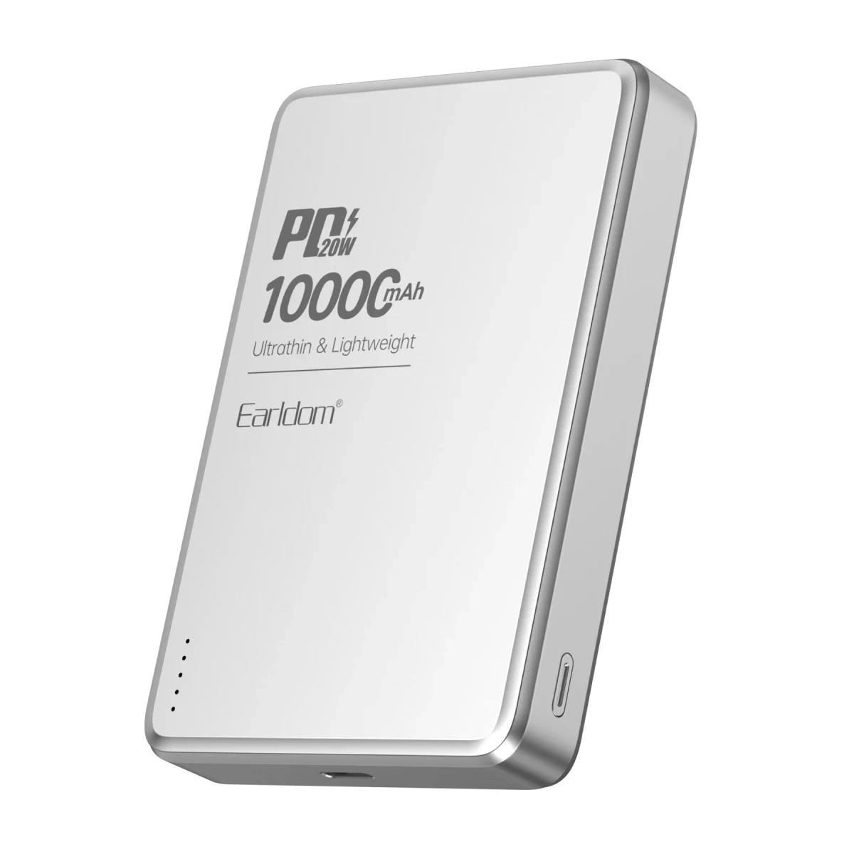 Earldom PD54 10.000 mAh 15W Kablosuz Şarj ve 20W Type-C Çıkışlı PD Hızlı Şarj Powerbank - Gümüş